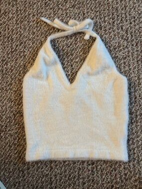 Gymshark x Whitney Simmons White Fuzzy Halter Top